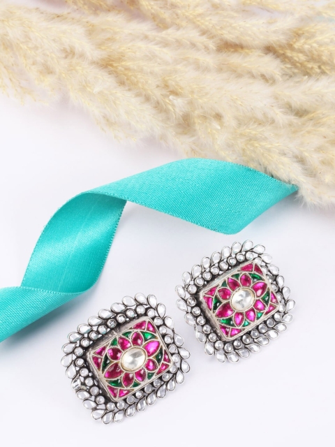 

SANGEETA BOOCHRA Silver-Toned Contemporary Studs Earrings