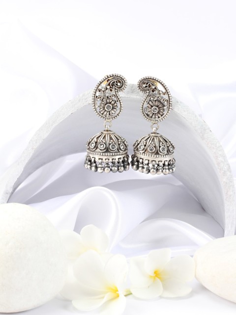 

SANGEETA BOOCHRA Silver-Toned Contemporary Jhumkas Earrings