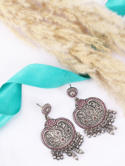 

SANGEETA BOOCHRA Silver-Toned Contemporary Drop Earrings