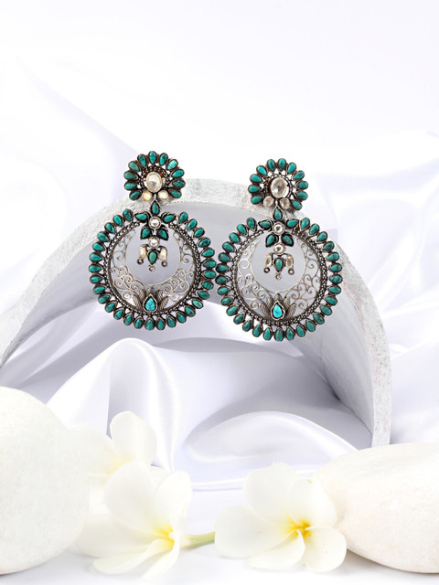 

SANGEETA BOOCHRA Silver-Toned Contemporary Half Hoop Earrings