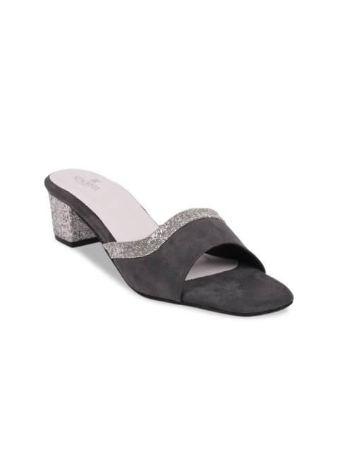 

Liberty Grey & Silver Embellished PU Block Peep Toes