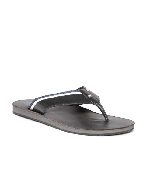 

Tommy Hilfiger Men Black Striped Leather Sandals