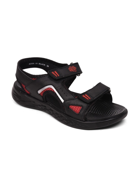 

Liberty Women Black & Red PU Comfort Sandals with Buckles