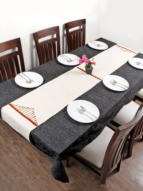 

HomeStorie Beige Cotton Rib Hand Embroidered Dining Table Runner