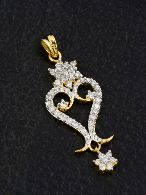 

Silgo Women Brass Gold-Plated Stone-Studded Unique Designed Pendant