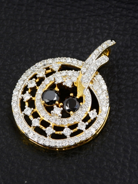 

Silgo Women Brass Gold-Plated Stone-Studded Pendant