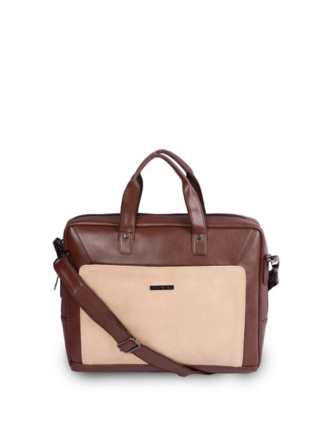 

Aeropostale Unisex Brown & Beige PU Laptop Bag