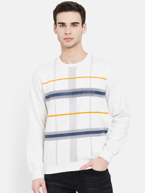 

Octave Men White Striped Sweatshirt