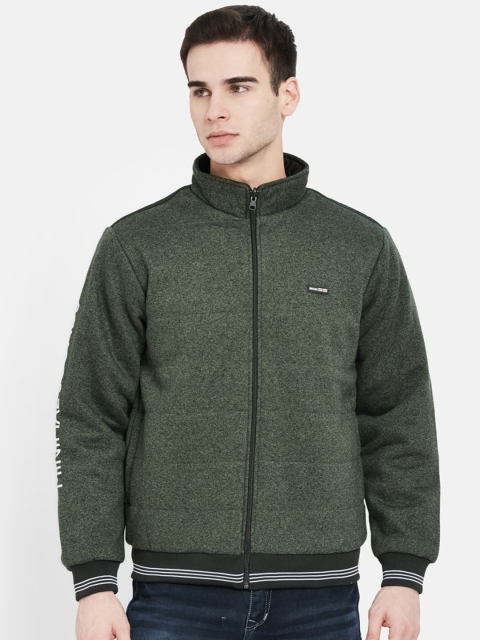 

Octave Men Olive Green Front-Open Sweatshirt