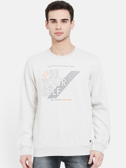 

Octave Men White Printed Pullover Sweatshirt