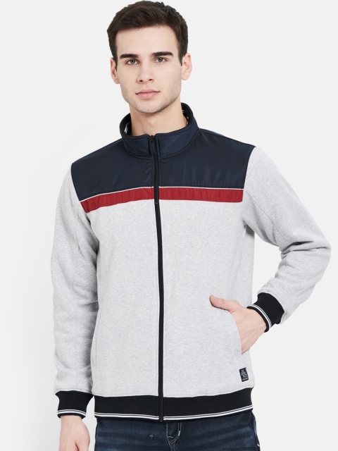 

Octave Men Grey & Navy Blue Colourblocked Sweatshirt