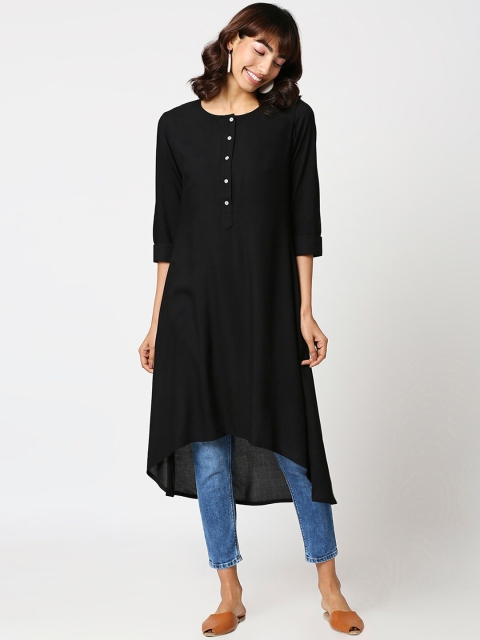 

Bewakoof Women Black Pure Cotton Kurta