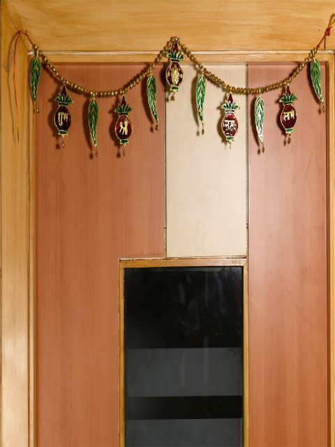 

Archies Gold-Toned & Green Patterned Shubh Labh Wall Hanging