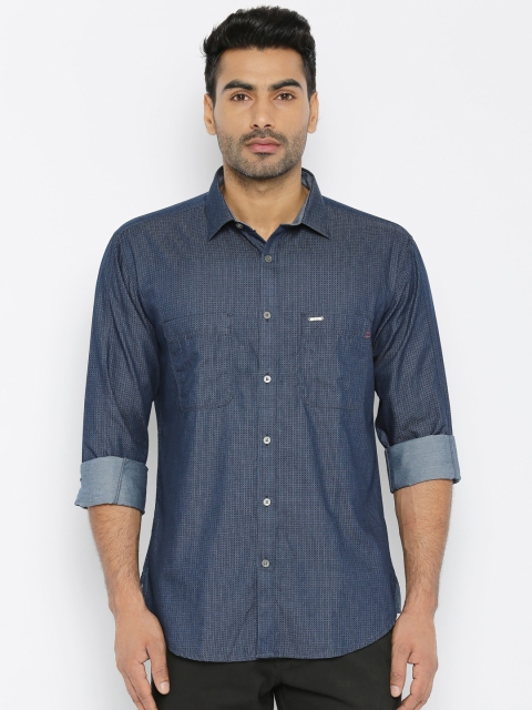 

V Dot by Van Heusen Men Blue Slim Fit Checked Casual Shirt