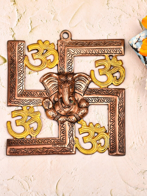 

ARCHIES Bronze-Toned Swastik Om Ganesha Showpiece