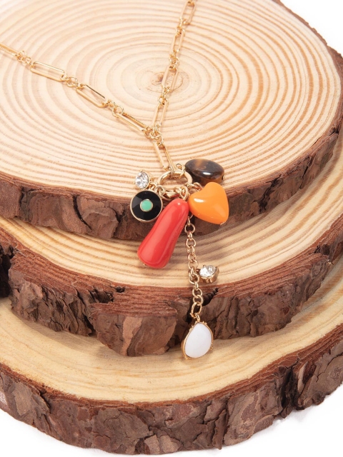 

Lilly & sparkle Women Multicolour Beaded Oval Shape Chain Charms Necklace, Multi
