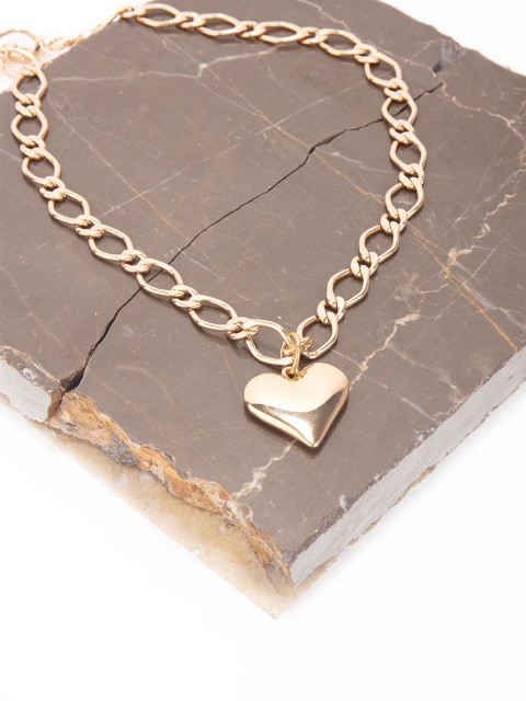 

Lilly & sparkle Women Gold Tone Chain with Heart Shape Pendant Necklace