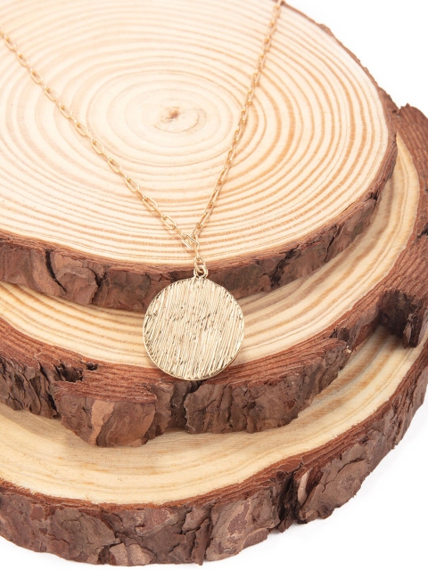 

Lilly & sparkle Gold-Toned Delicate Link Necklace With Round Pendant Geometric Design