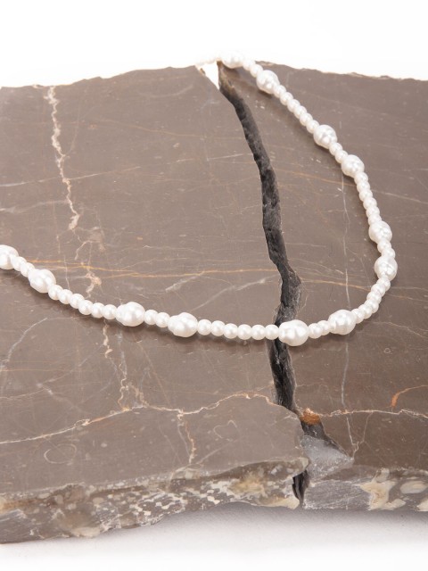 

Lilly & sparkle Women White-Toned & Gold-Plated Pearl Studded Necklace