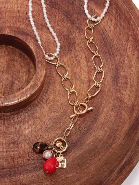 

Lilly & sparkle Gold-Toned & White Gold-Plated Necklace