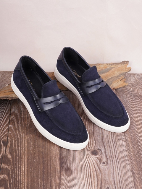 

Get Glamr Men Navy Blue Suede Slip-On Sneakers