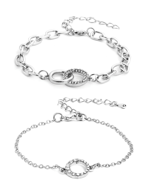 

TOKYO TALKIES X rubans FASHION ACCESSORIES Women Set of 2 Silver-Toned Link Bracelet