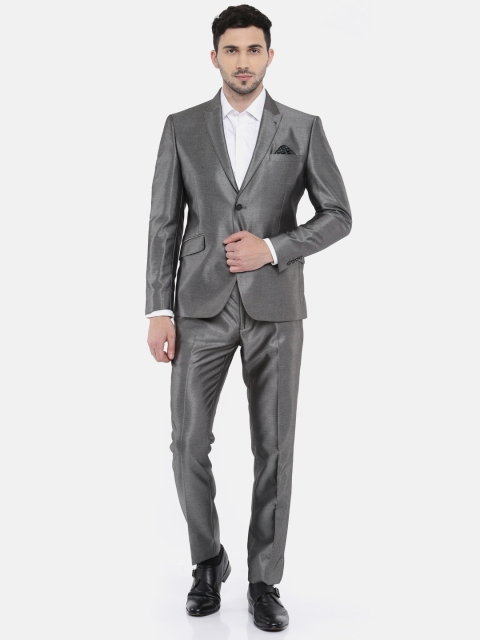 

V Dot Men Grey Single-Breasted Skinny Fit Formal Suit