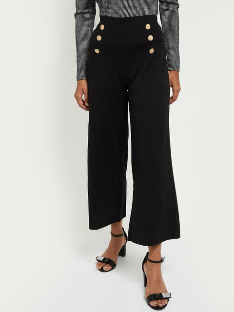 

max Women Black Parallel Trousers