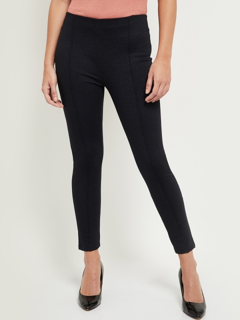 

max Women Blue Pleated Cigerette Trousers