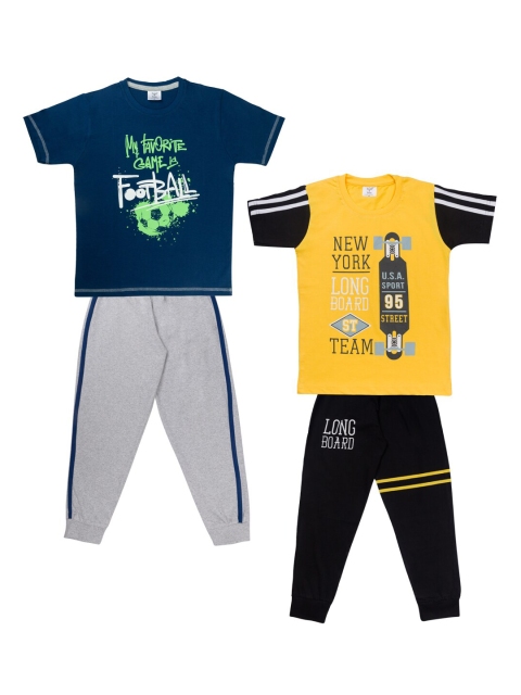 

Todd N Teen Boys Pack Of 2 T-shirt with Trousers, Navy blue