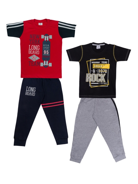 

Todd N Teen Boys Red & Black Printed T-shirt with Trousers