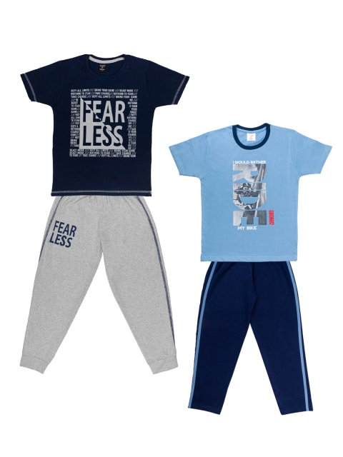 

Todd N Teen Boys Pack of 2 Blue & Grey Printed T-shirt with Trousers