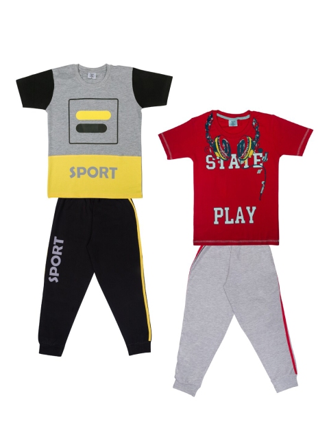 

Todd N Teen Boys Set of 2 Yellow & Red Printed T-shirt with Trousers
