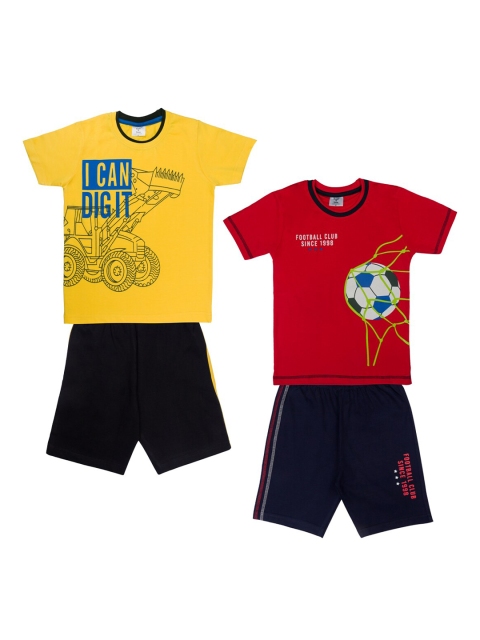 

Todd N Teen Set Of 2 Boys Yellow & Red Printed T-shirt with Shorts