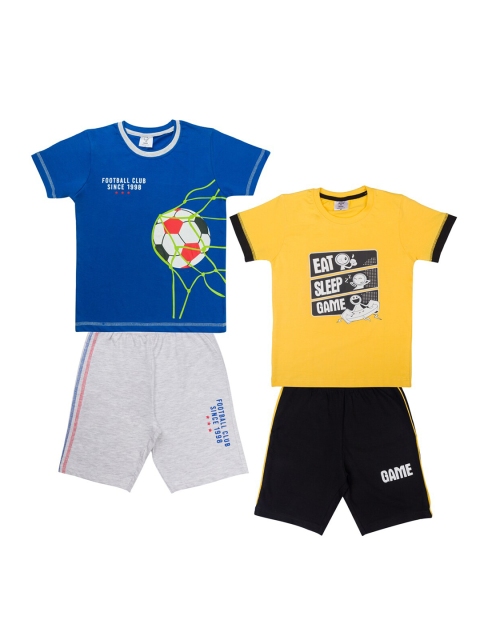 

Todd N Teen Boys Set of 2 Blue & Yellow Printed T-shirt with Shorts
