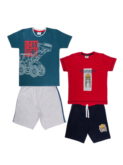 

Todd N Teen Pack Of 2 Boys Multicoloured Printed T-shirt with Shorts, Multi