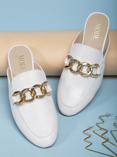 

Mode by Red Tape Women White Mules Flats