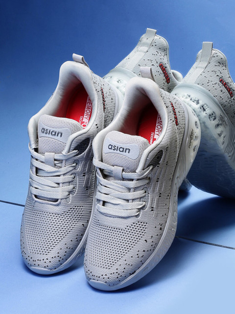 

ASIAN Men Grey Mesh Running Non-Marking Shoes