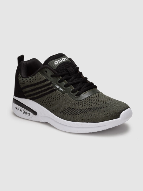 

ASIAN Men Olive & Black Delta-11 Mesh Running Shoes