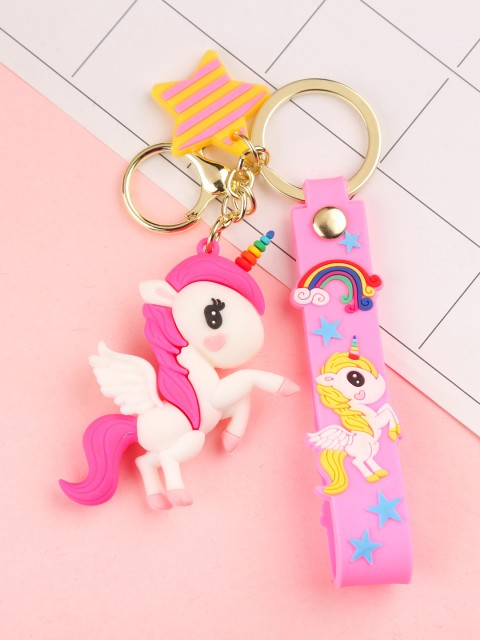 

Bigsmall Pink Unicorn Pony Keychain