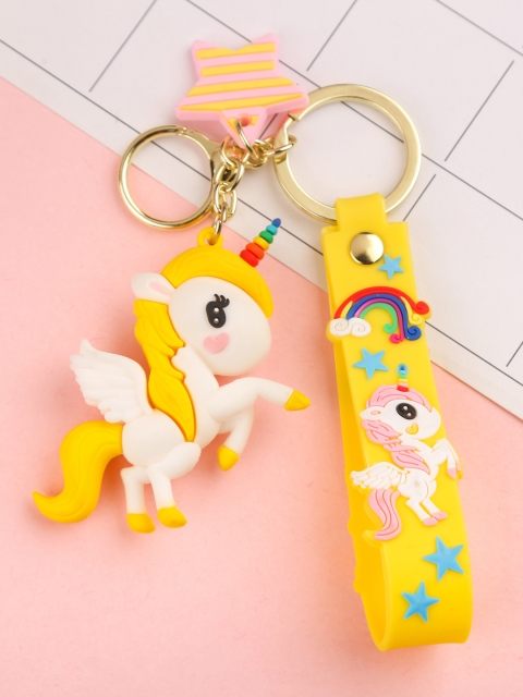 

Bigsmall Yellow Unicorn Pony Keychain