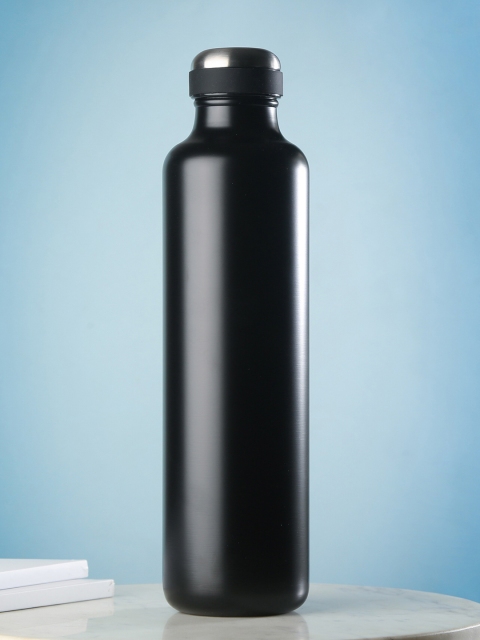 

Bigsmall Black & Silver-Toned Solid Stainless Steel Flask Water Bottle