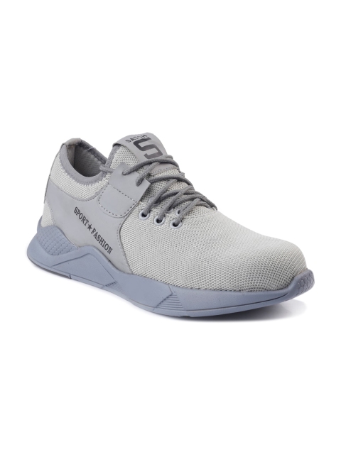 

Woakers Men Grey Woven Design Sneakers