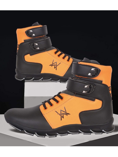 

Woakers Men Orange & Black Colourblocked Hig Top Trekking Shoes
