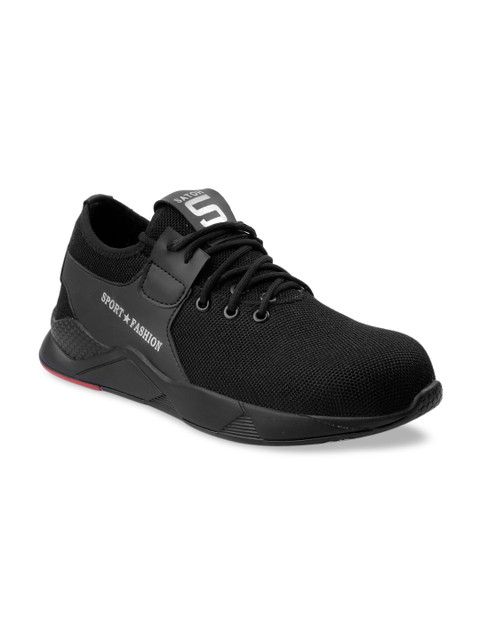 

Woakers Men Black Woven Design Sneakers