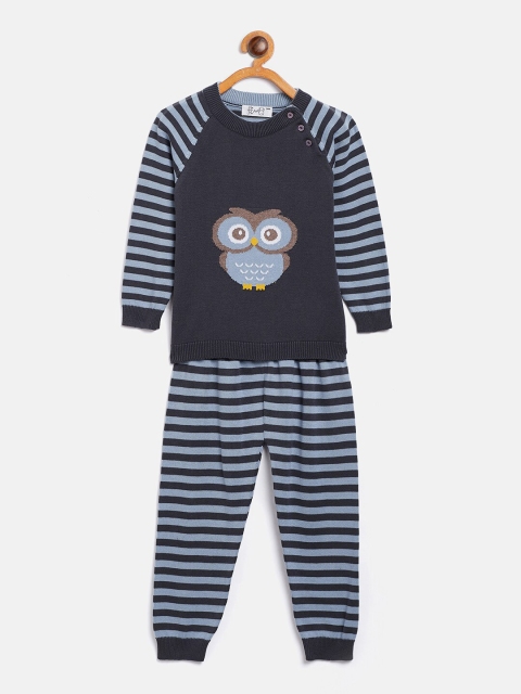 

JWAAQ Unisex Kids Blue Striped Top with Trouser