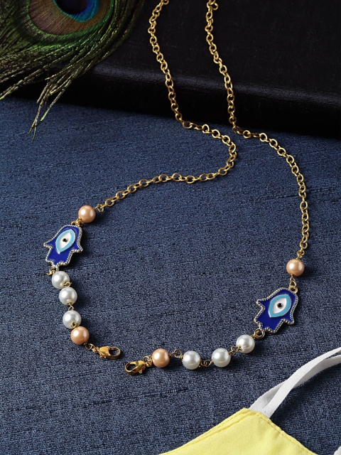 

DUGRISTYLE Blue Pearls Studded Mask Chains