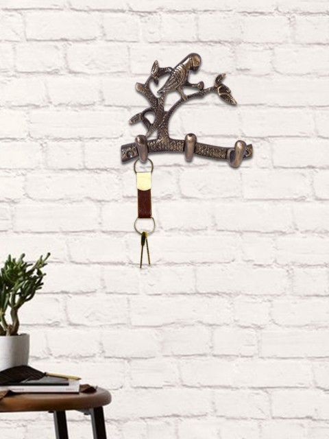 

Unravel India Grey Parrot Motif Key Holder with 3 Hooks