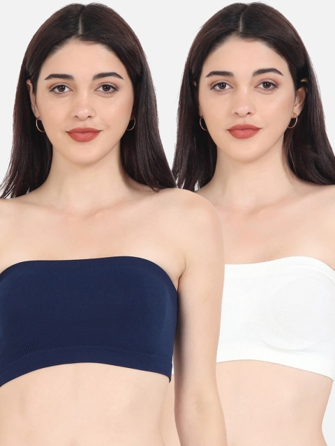 

Beau Design Pack of 2 White & Navy Blue Workout Bra PCBD-TB-BU-WH-30