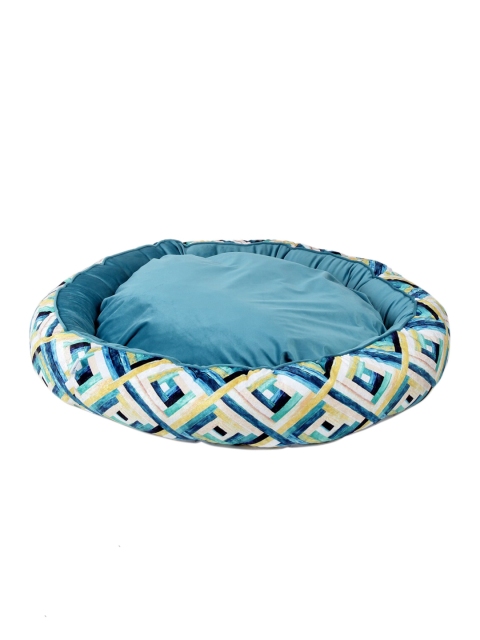 

WIGGLE TWIDDLE Turquoise Blue Printed Large Size Pet Donut Bed